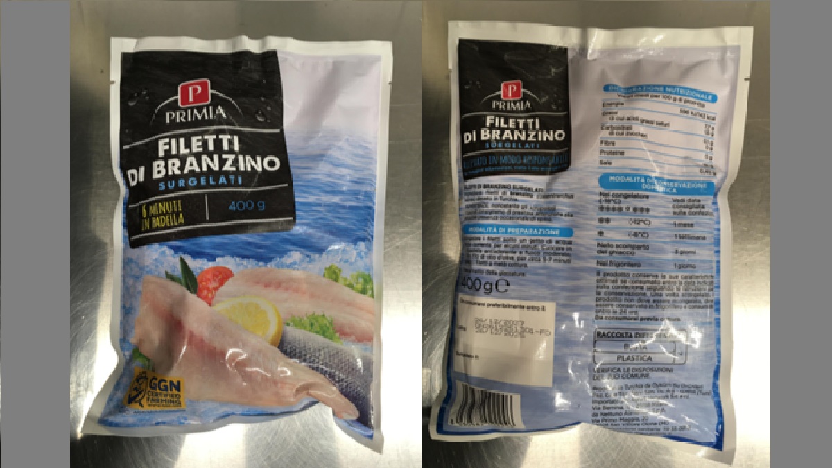 Confezione di filetto di branzino surgelato Primia
